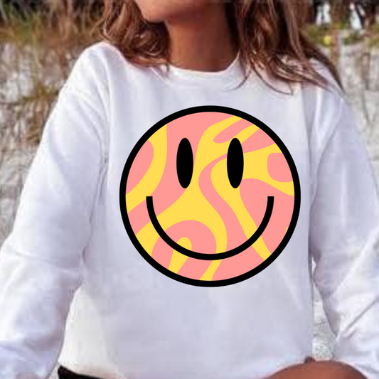 Smiley Face (Pink and Yellow Swirls)