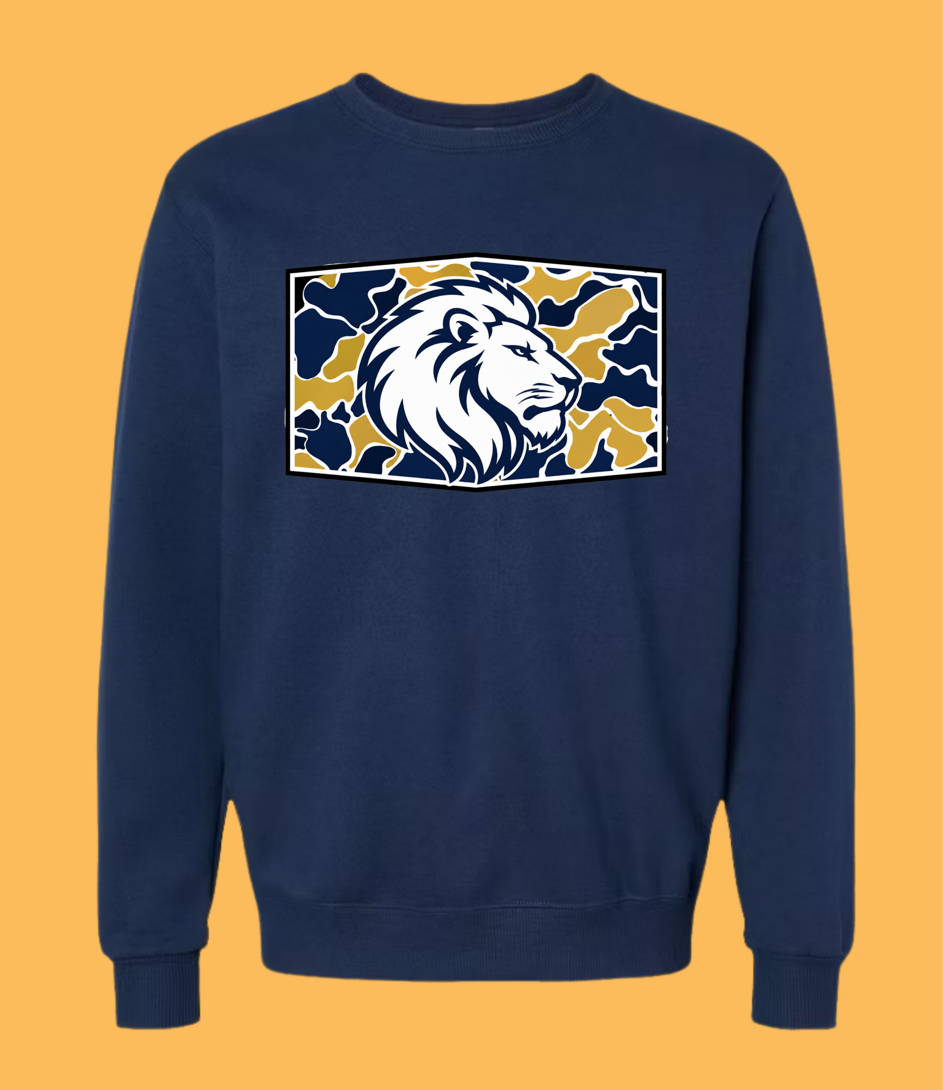 Lion camo graphic crewneck sweatshirt in navy