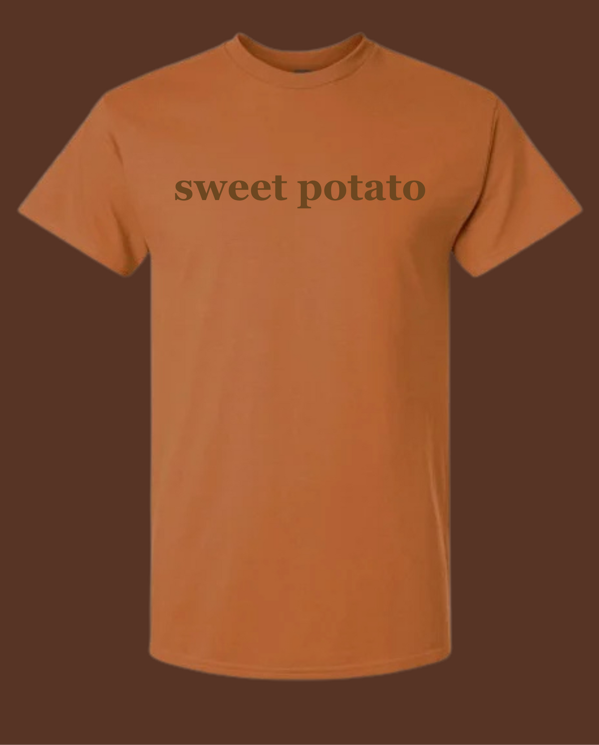 Thanksgiving graphic tee with sweet potato text on the chest