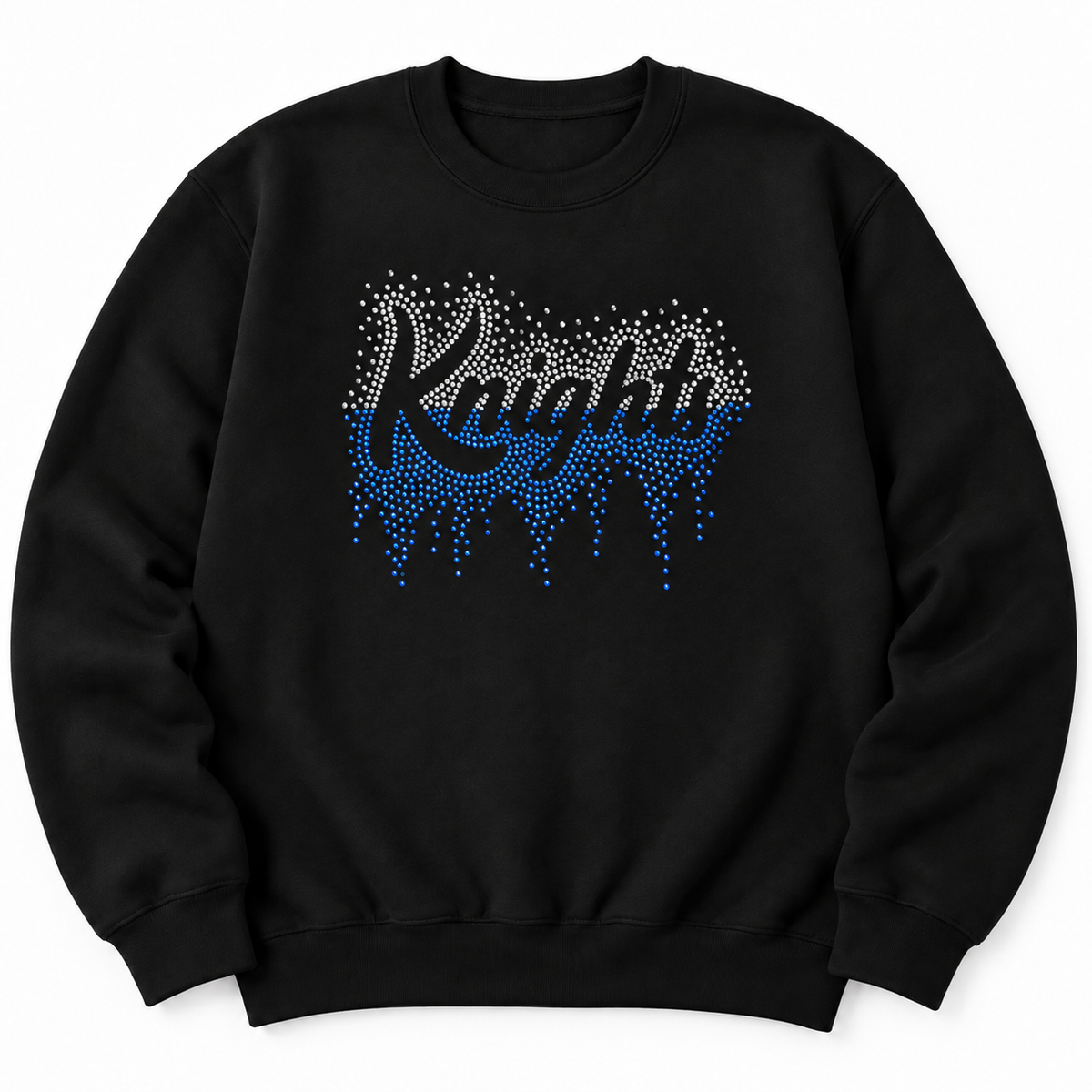 Black Knights crewneck sweatshirt with blue-and-silver rhinestone-look detailing