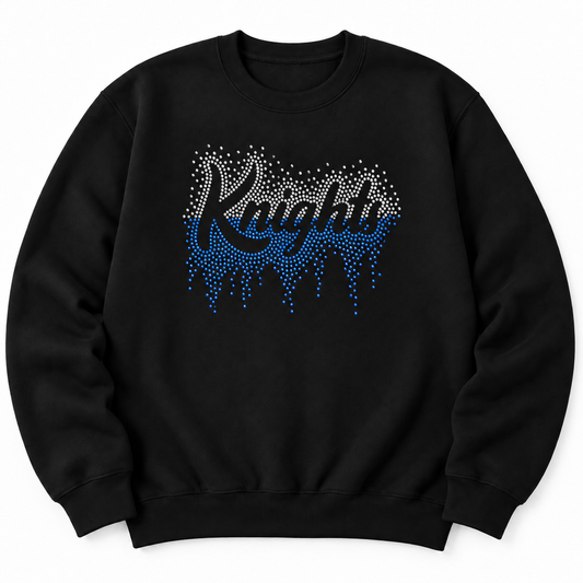 Black Knights crewneck sweatshirt with blue-and-silver rhinestone-look detailing