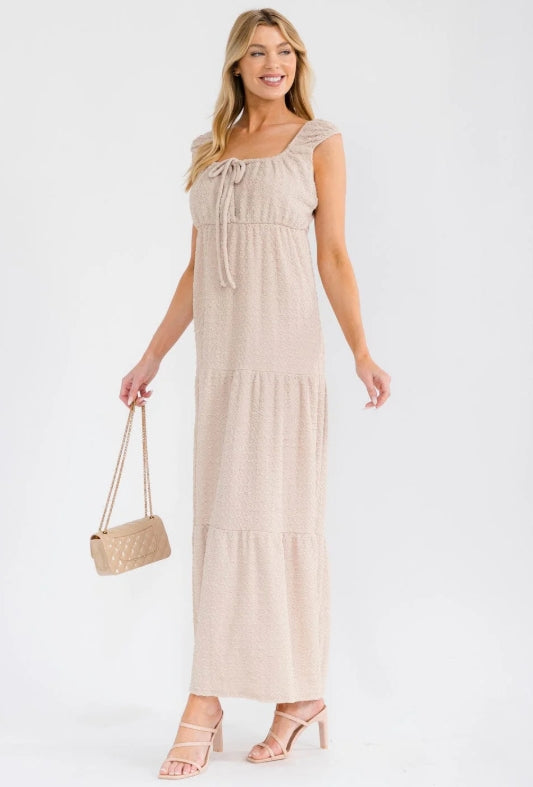Sleeveless Stretch Tiered Maxi Dress