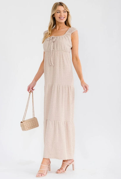 Sleeveless Stretch Tiered Maxi Dress