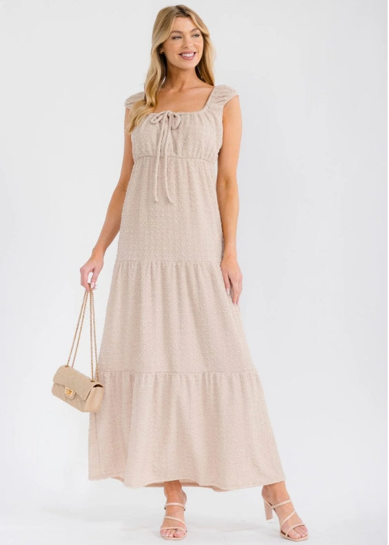 Sleeveless Stretch Tiered Maxi Dress