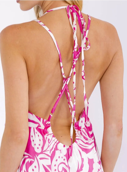 Strappy Open Back Floral Maxi Dress