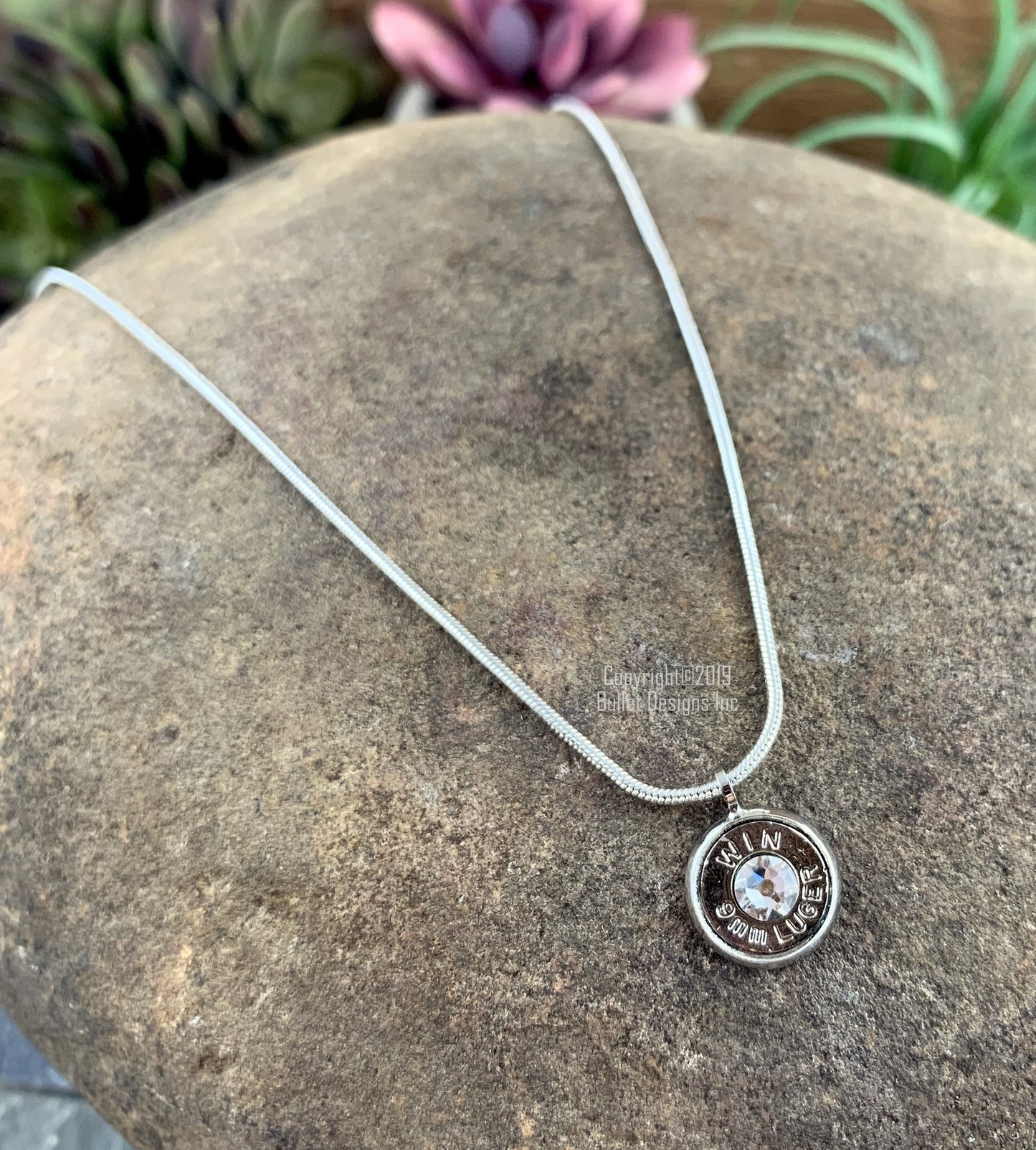 9mm Luger Bullet Setting Necklace