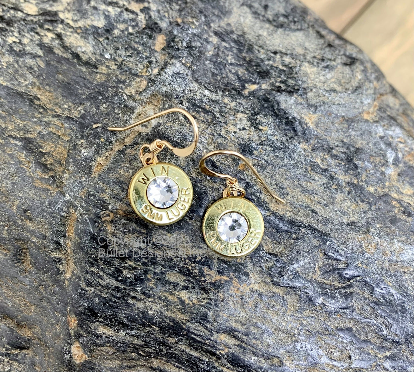 Bullet Earrings, Simply Dangle GOLD plated Stainless Steel, Lightweight, Custom Jewelry, 9mm, 223, 40 Caliber, AK-47, 38 Special, 308, 30-06, 45 Auto 44 Mag