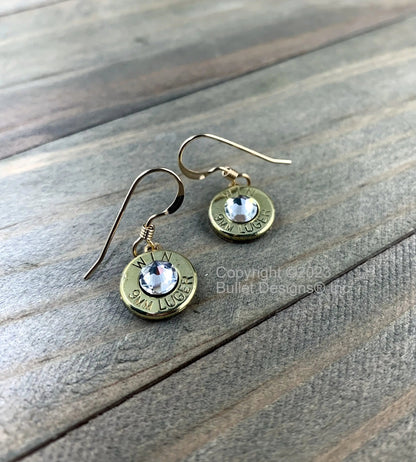 Bullet Earrings, Simply Dangle GOLD plated Stainless Steel, Lightweight, Custom Jewelry, 9mm, 223, 40 Caliber, AK-47, 38 Special, 308, 30-06, 45 Auto 44 Mag