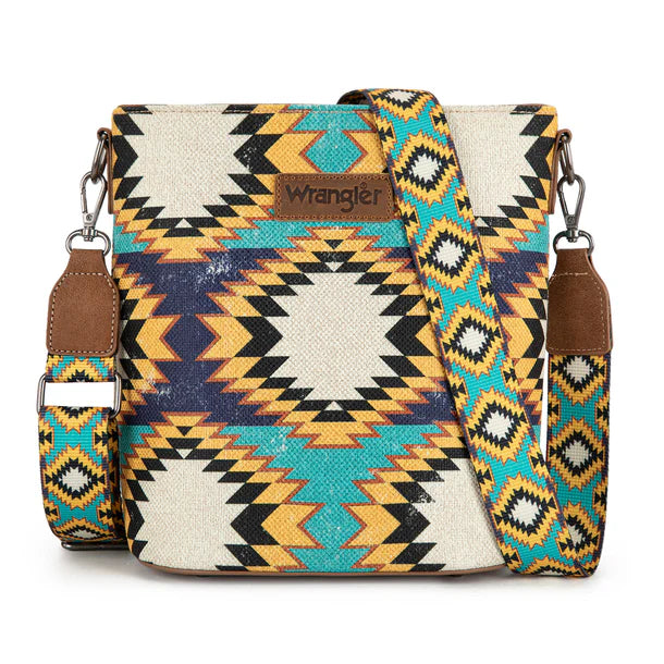 Wrangler Aztec Distressed Print Dual Sided Print Crossbody - Green