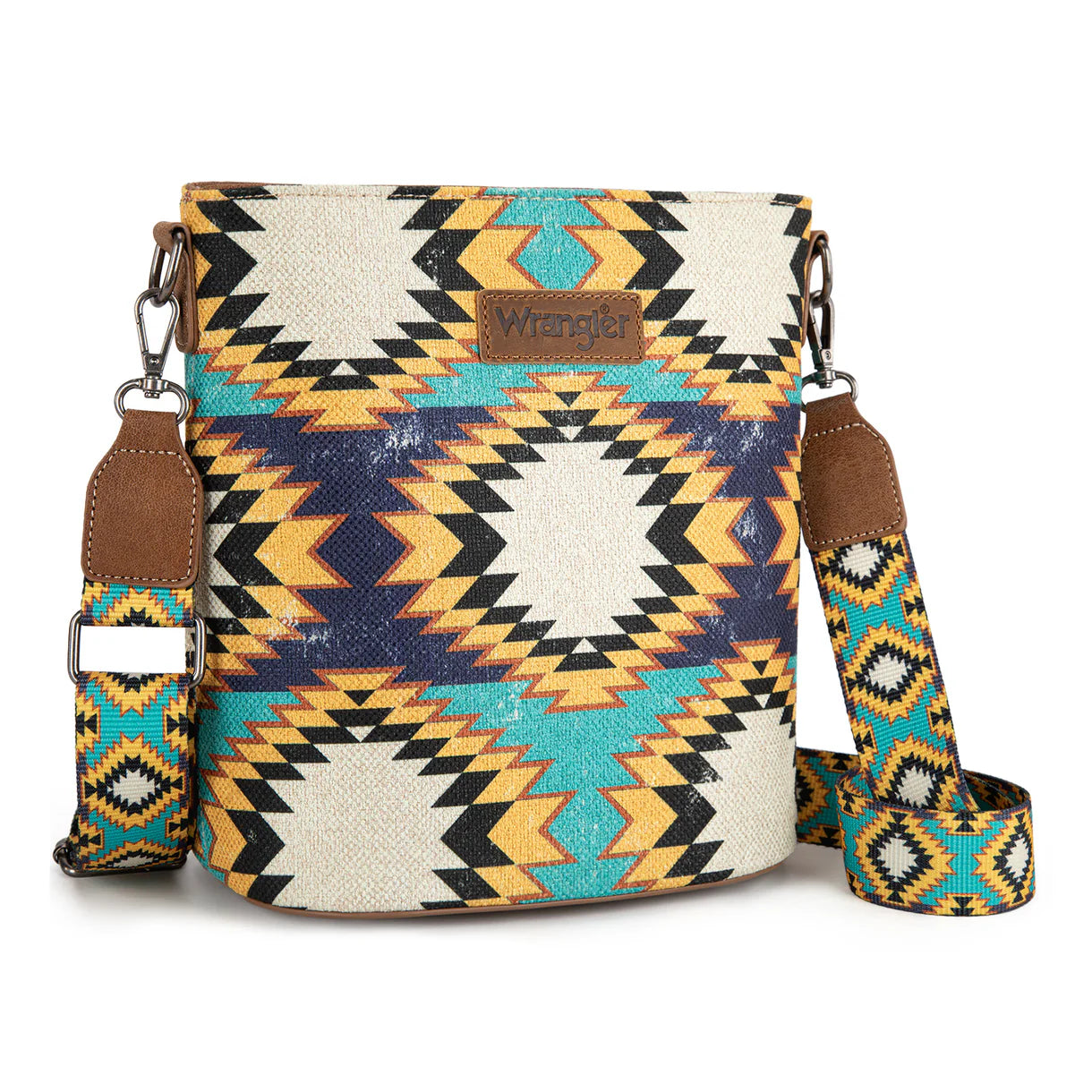 Wrangler Aztec Distressed Print Dual Sided Print Crossbody - Green