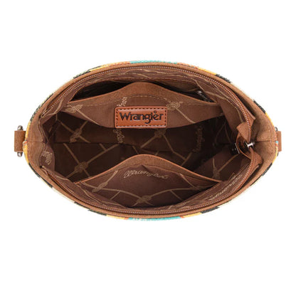 Wrangler Aztec Distressed Print Dual Sided Print Crossbody - Green