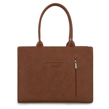 Wrangler Horseshoe Cutout Carry-All Large Tote Bag - Brown