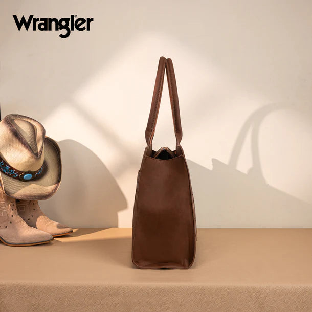 Wrangler Horseshoe Cutout Carry-All Large Tote Bag - Brown