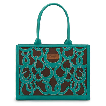 Wrangler Horseshoe Cutout Carry-All Large Tote Bag - Turquoise