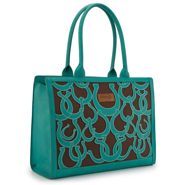 Wrangler Horseshoe Cutout Carry-All Large Tote Bag - Turquoise