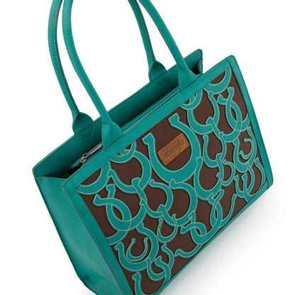 Wrangler Horseshoe Cutout Carry-All Large Tote Bag - Turquoise