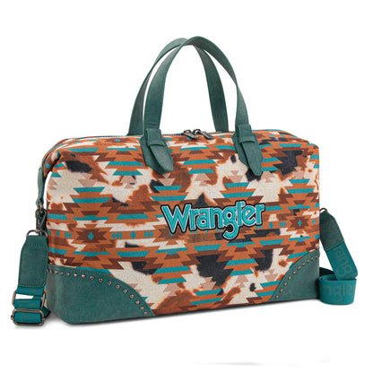 Wrangler Aztec Print Duffle/Crossbody - Turquoise