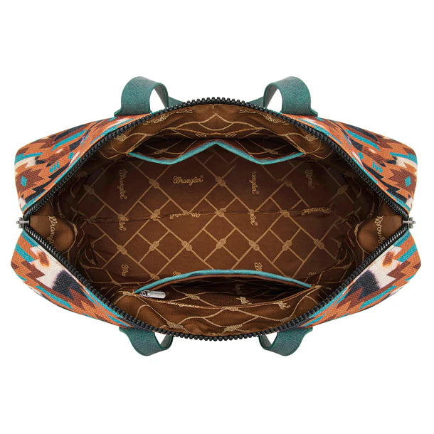 Wrangler Aztec Print Duffle/Crossbody - Turquoise