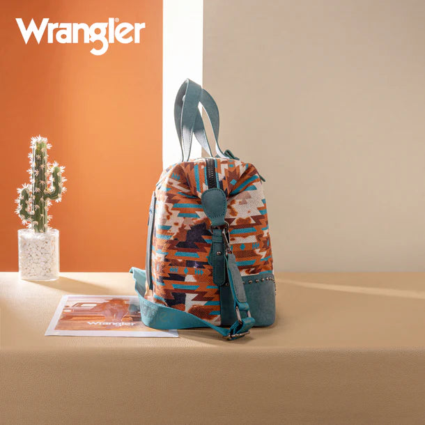 Wrangler Aztec Print Duffle/Crossbody - Turquoise