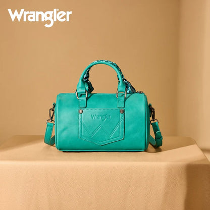 Wrangler Braided Paisley Bandana Boston Bag - Turquoise
