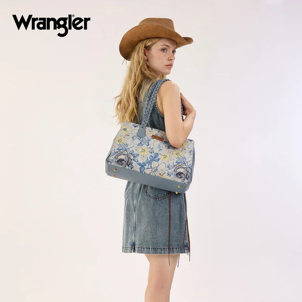 Wrangler Floral Print Braided Satchel Bag - Jean