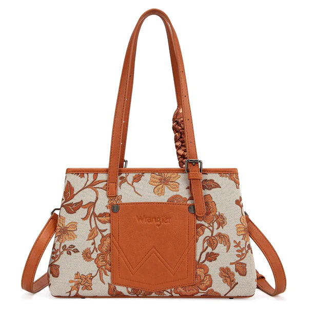 Wrangler Floral Printed Braided Scarf Crossbody Bag - Dark Brown