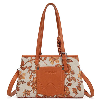 Wrangler Floral Printed Braided Scarf Crossbody Bag - Dark Brown