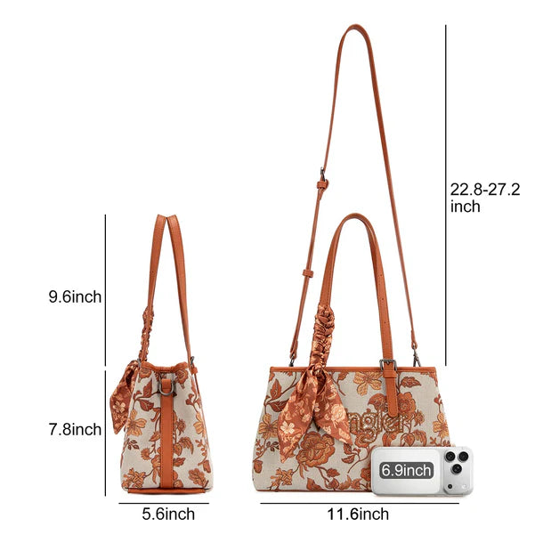 Wrangler Floral Printed Braided Scarf Crossbody Bag - Dark Brown