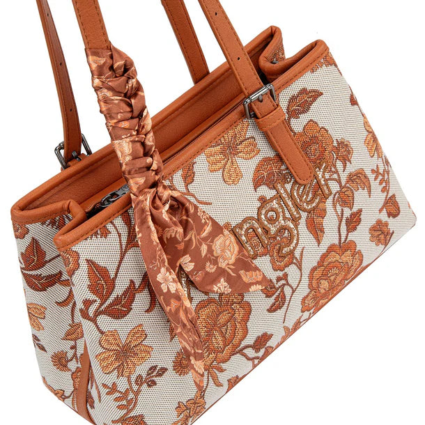 Wrangler Floral Printed Braided Scarf Crossbody Bag - Dark Brown