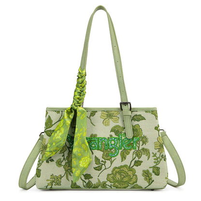 Wrangler Floral Printed Braided Scarf Crossbody Bag - Green