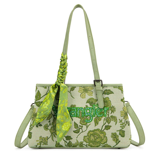Wrangler Floral Printed Braided Scarf Crossbody Bag - Green