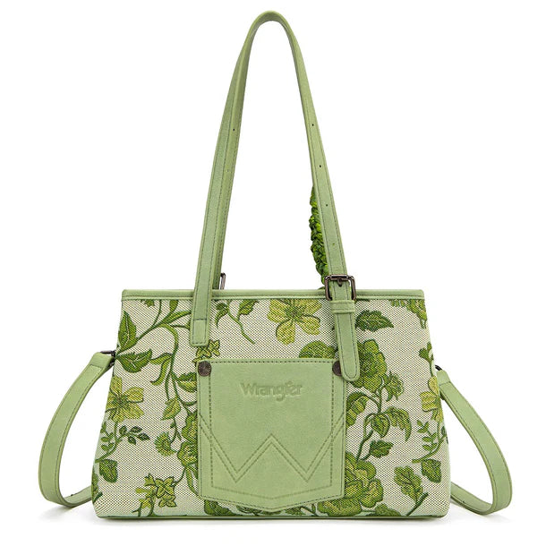 Wrangler Floral Printed Braided Scarf Crossbody Bag - Green