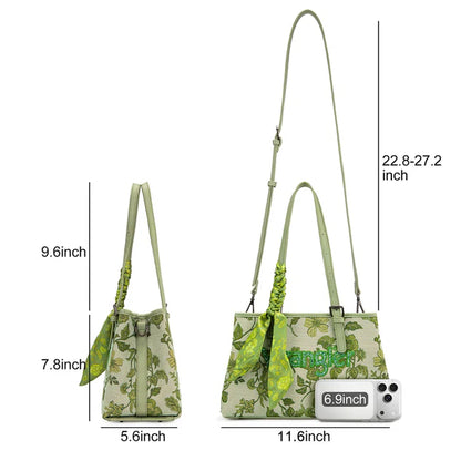 Wrangler Floral Printed Braided Scarf Crossbody Bag - Green