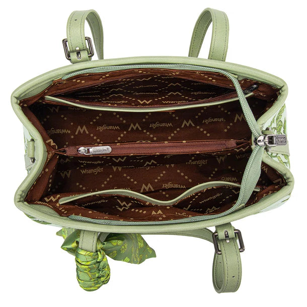 Wrangler Floral Printed Braided Scarf Crossbody Bag - Green