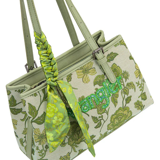 Wrangler Floral Printed Braided Scarf Crossbody Bag - Green