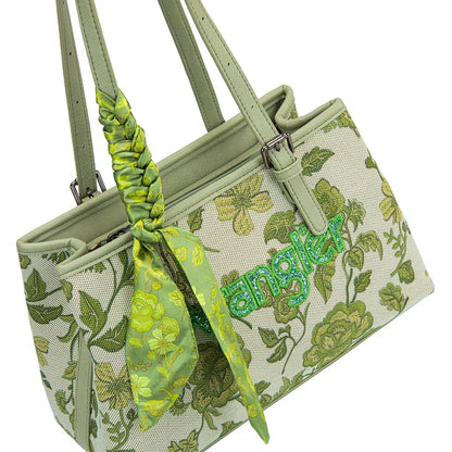 Wrangler Floral Printed Braided Scarf Crossbody Bag - Green