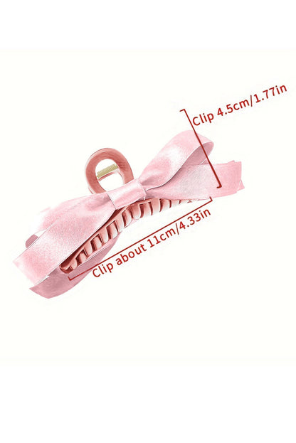 White Solid Color Ribbon Bow Decor Hair Clip