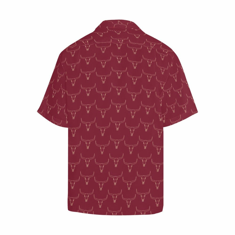 Burgandy Longhorn Men's Western Camp Shirt