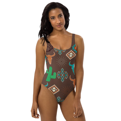 Yeehaw Bullhead Cactus One-Piece Swimsuit