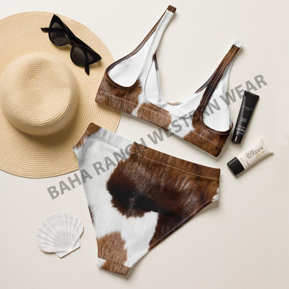 Yeehaw Brown Cow Print Bikini