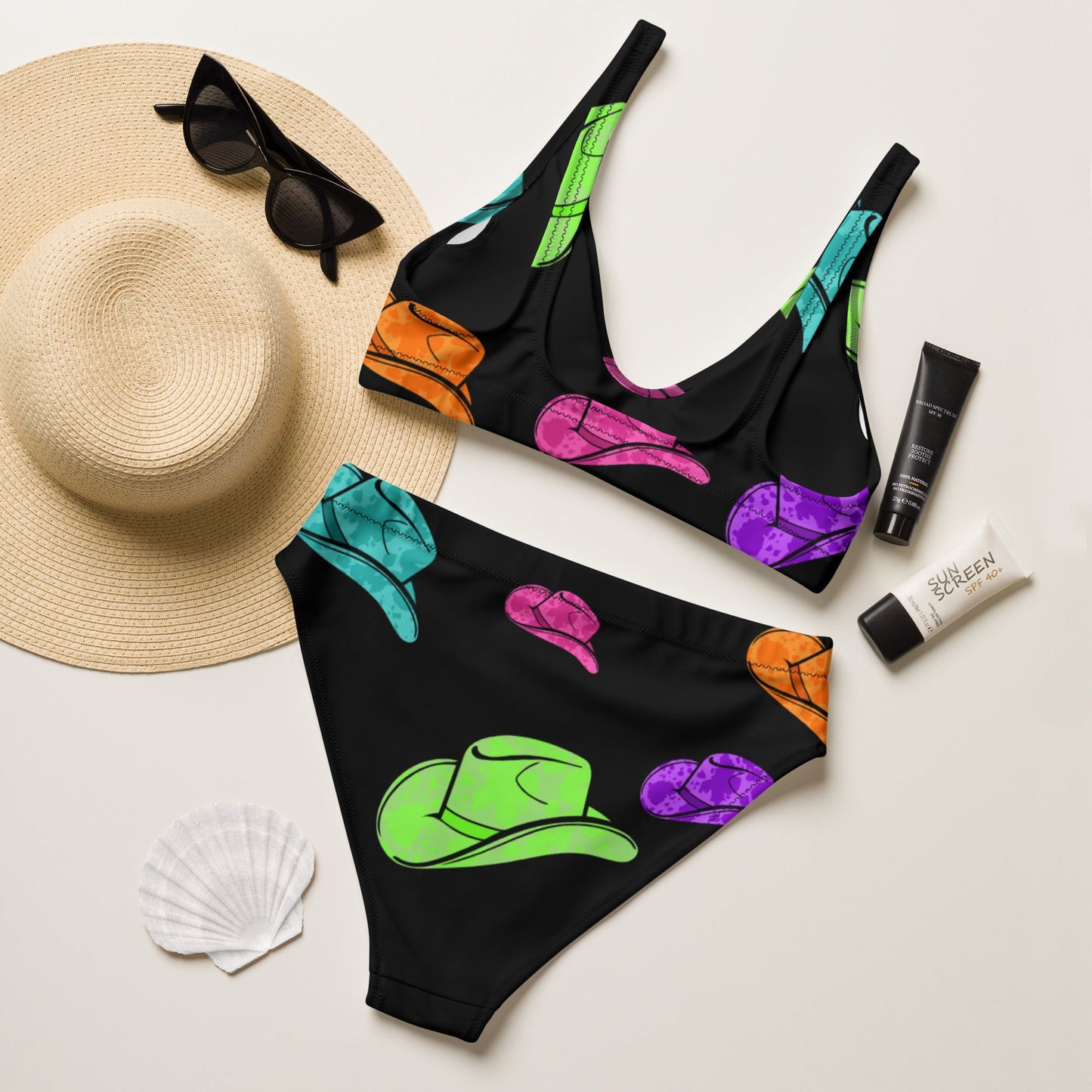 Yeehaw All Neon Hat Bikini