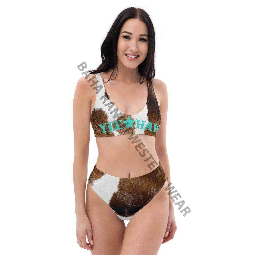 Yeehaw Brown Cow Print Bikini