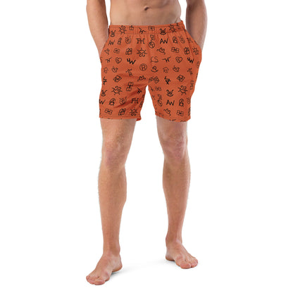 Yeehaw Brown Cattle Brands Men's Swim Trunks