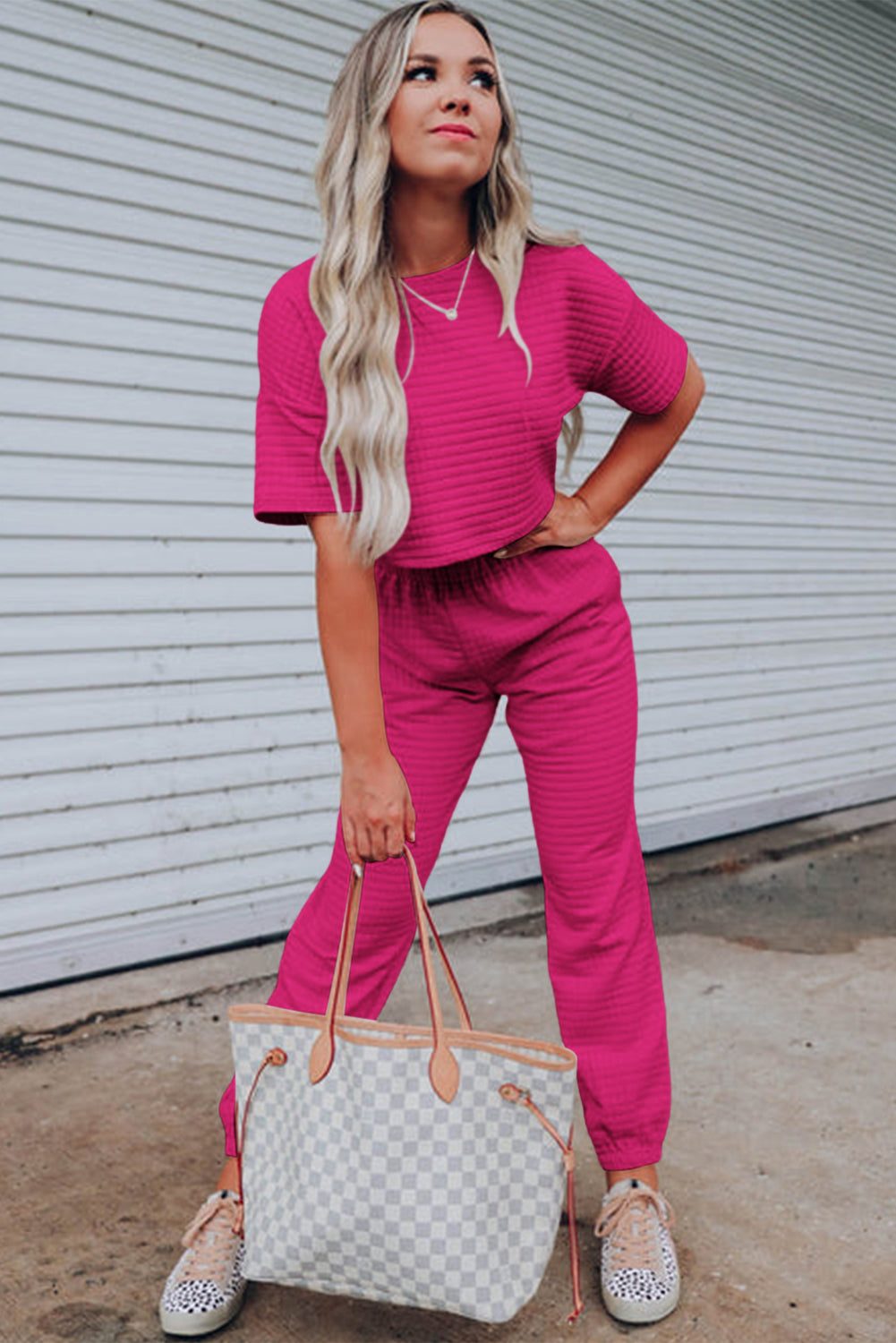 White Lattice Textured Cropped Tee