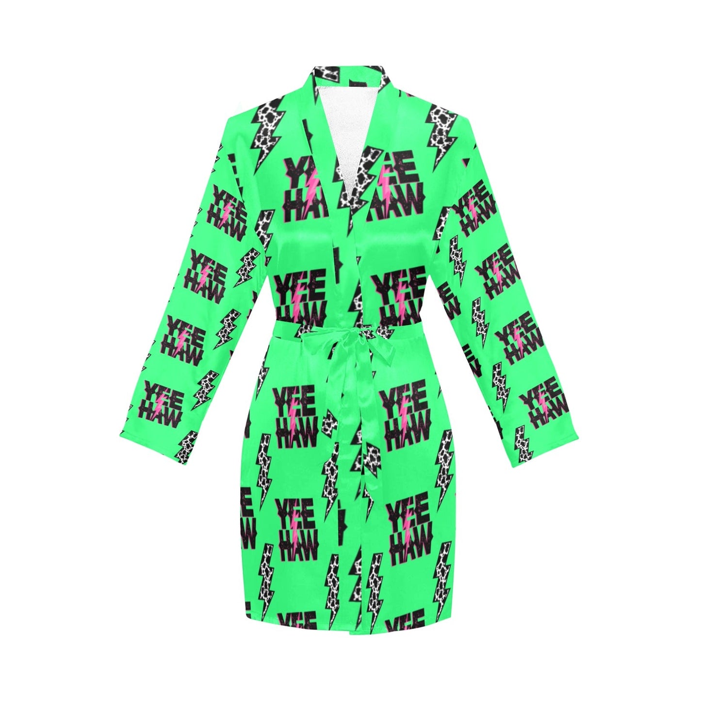 Neon Yeehaw Women's Belted Satin Feel Dressing Lounge Robe