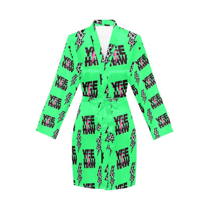 Neon Yeehaw Women's Belted Satin Feel Dressing Lounge Robe