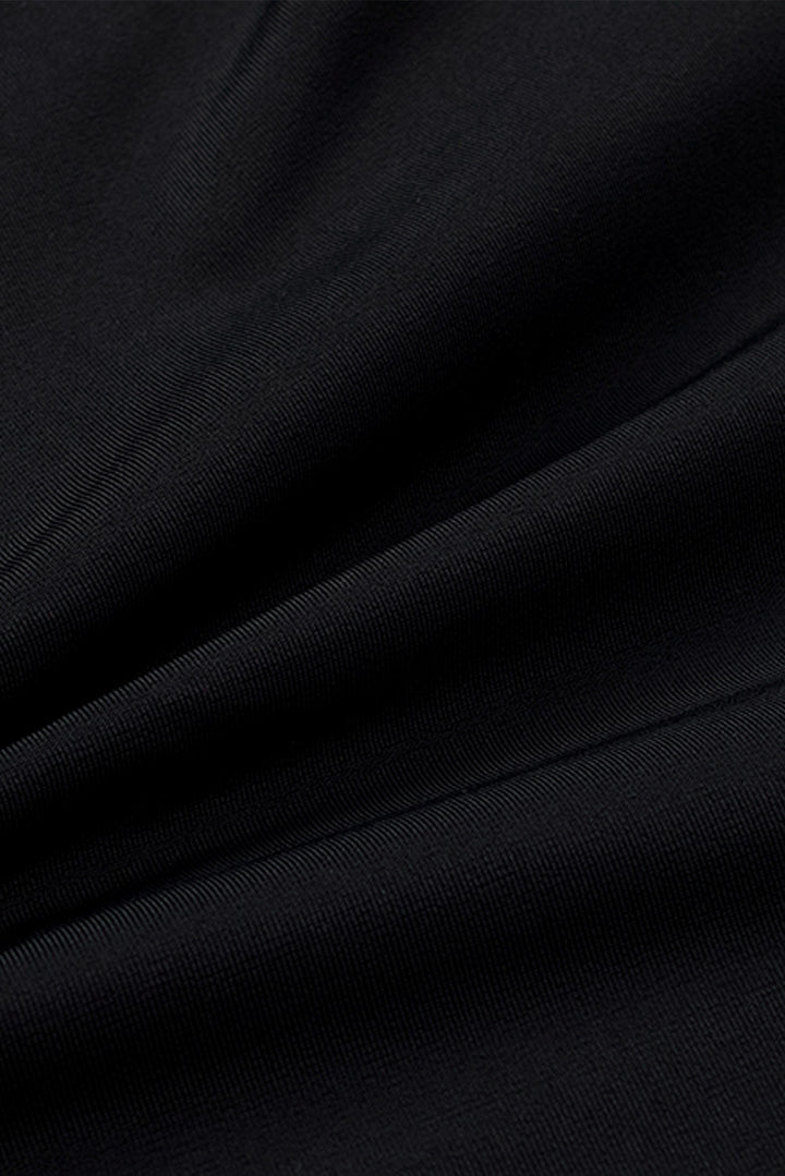Black Colorblock Scalloped V Neck Tankini Swimsuit