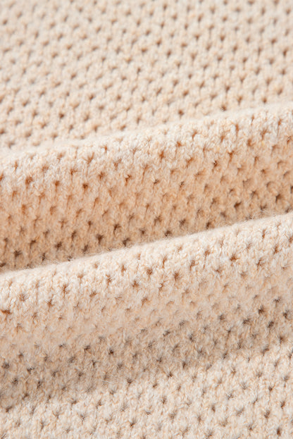 Parchment Plain Oversized Hollowed Knit Sweater