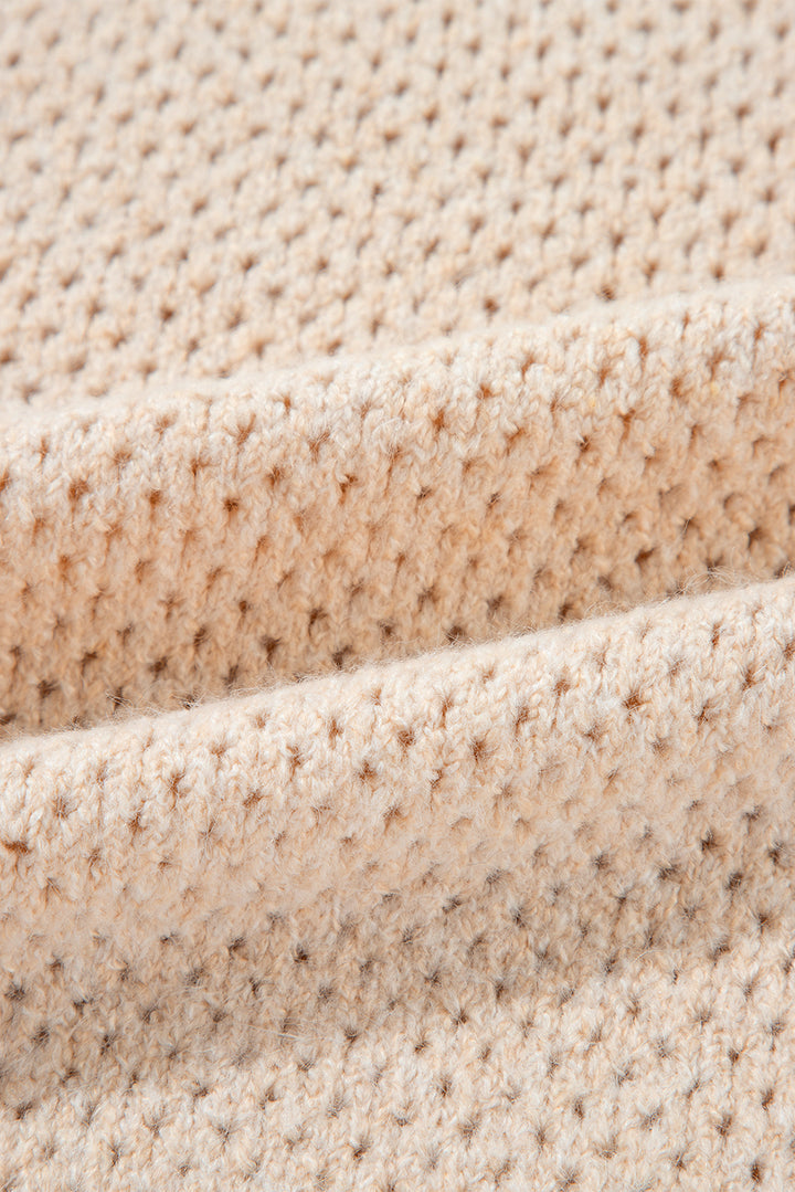 Parchment Plain Oversized Hollowed Knit Sweater