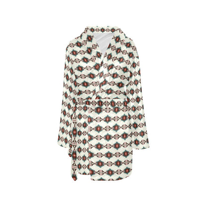 White Aztec Women's Western Bath Robe